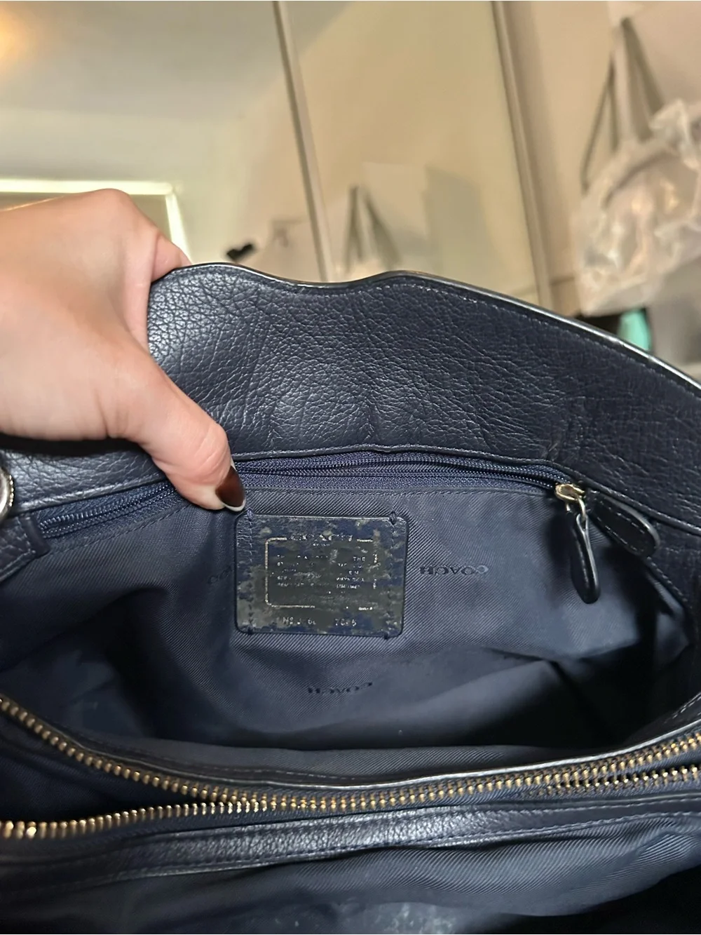 Coach Dark Navy Pebbled Leather Satchel